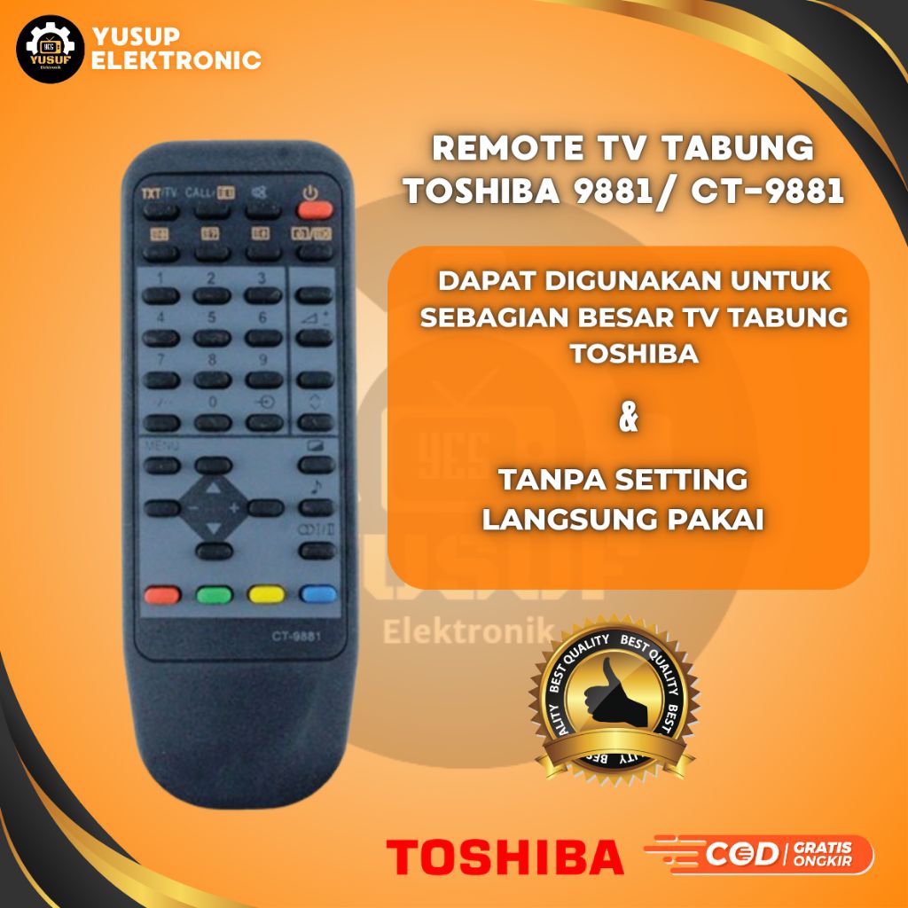 REMOT TV TOSHIBA TABUNG CT 9881 CT-9881 REMOT TV TABUNG TOSHIBA