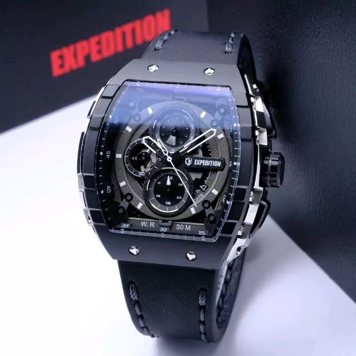 ORIGINAL JAM TANGAN PRIA EXPEDITION PERSEGI PANJANG KULIT AUTOMATIC BATERAI E 6826 SPORT 6618 6731 6
