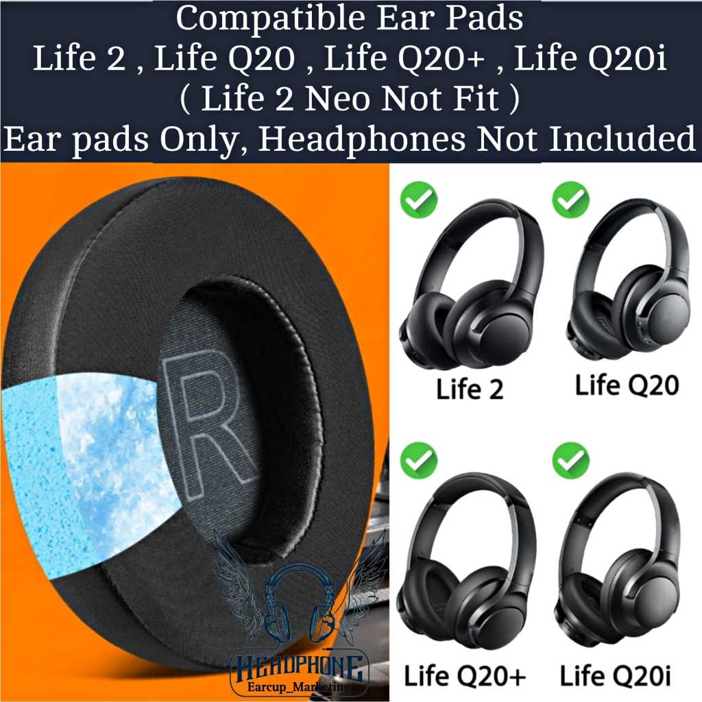 Bantalan Busa Earcup Earpad Headphones Foam Anker Soundcore Life Q20i - Anker Soundcore Life Q20+ - 