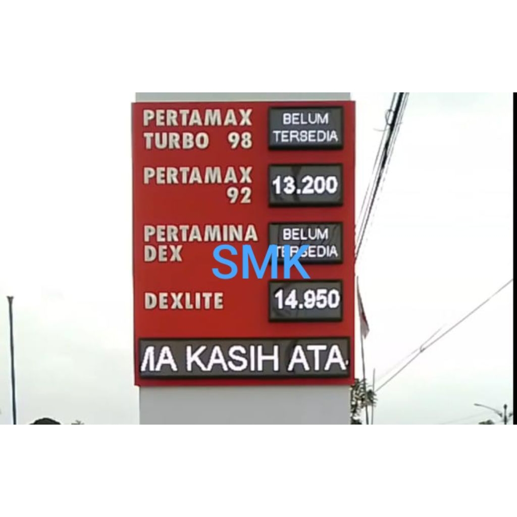 DISPLAY RUNNING TEXT LED TOTEM SPBU Satu Set Lengkap Depan/Belakang (8 produk) 32 x 64 cm hingga 32 
