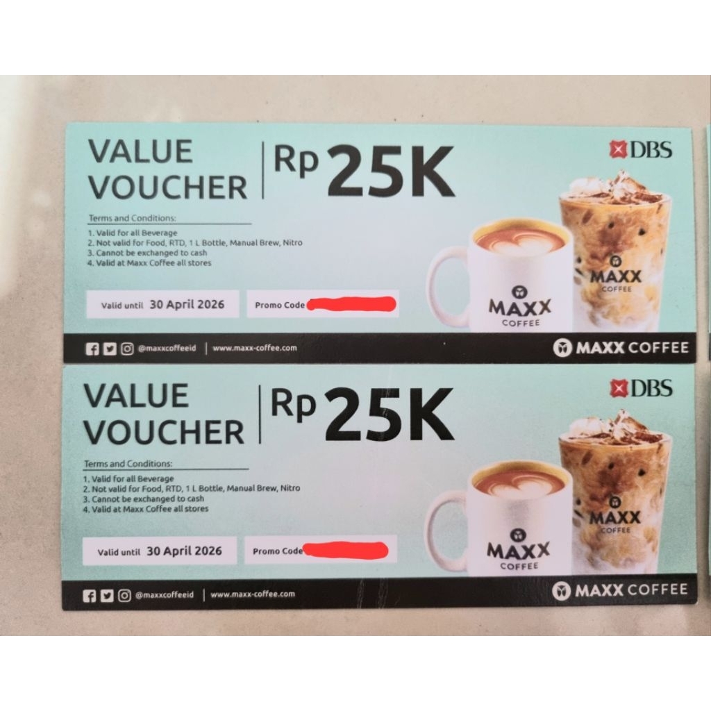 Voucher fisik Maxx Coffee (exp 30 april 2026)