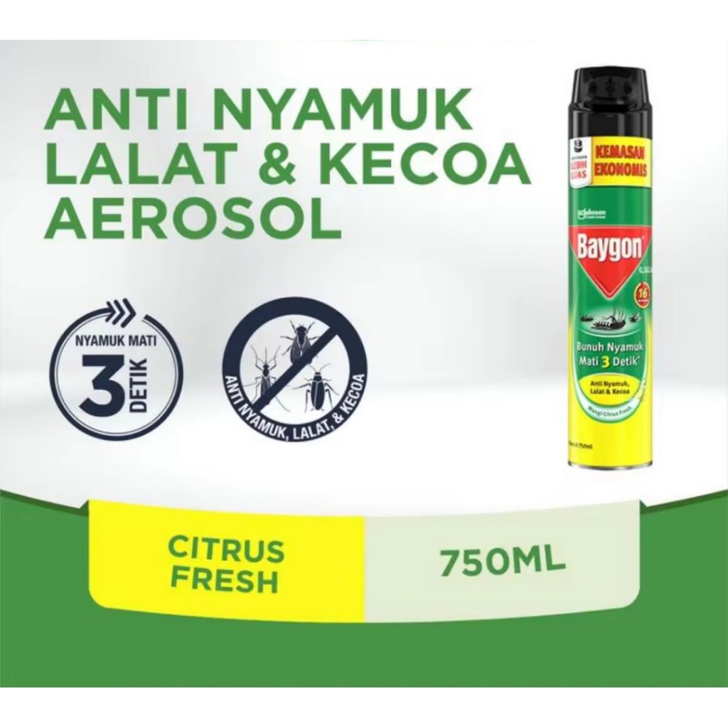 Baygon Aerosol - Anti Nyamuk Semprot 750ml Double Nozzle