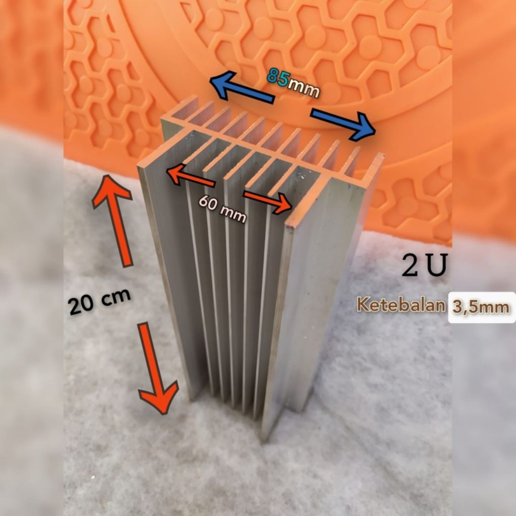 Heatsink pendingin 2u 20 cm built up 18 sirip hs 2u 20cm  heatsink