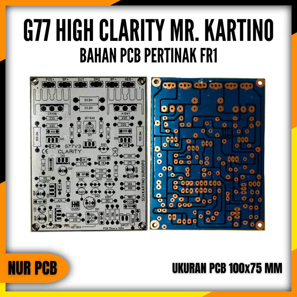 PCB Driver Power Amplifier G77 Kartino Surodipo 4-8 Ohm 32-90VAC PCB Amplifier DIY PA-043