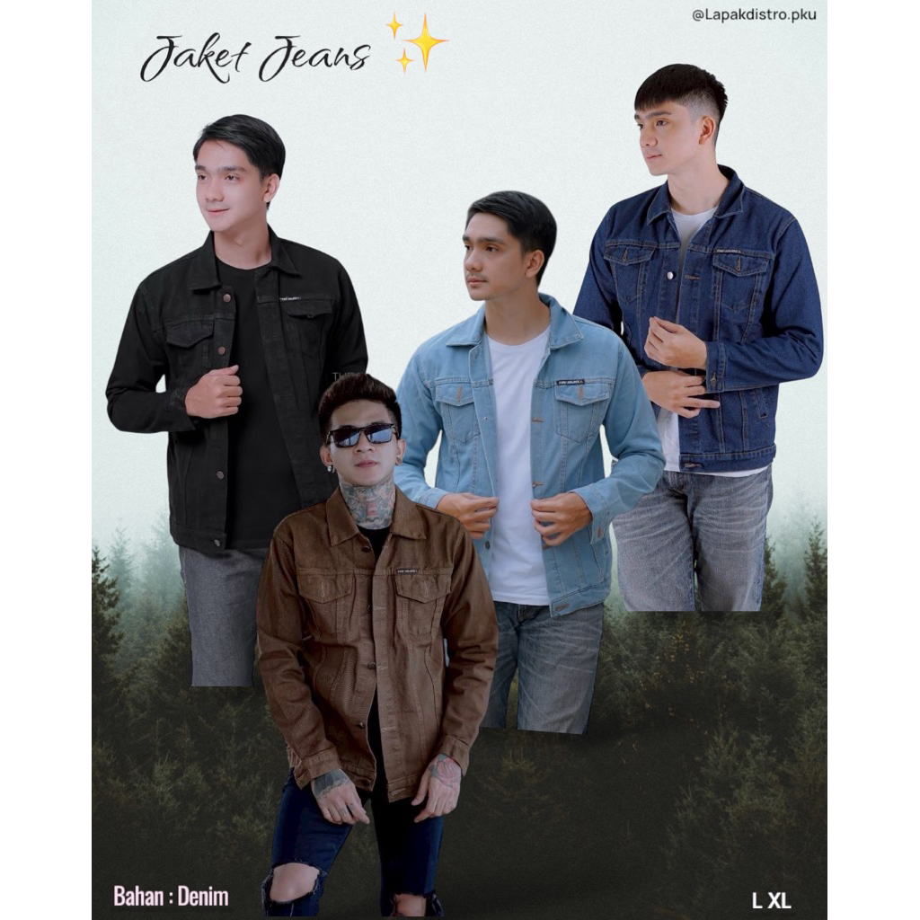 LAPAKDISTRO- Jaket Denim Original  | Jaket jeans Hitam pria wanita solidi