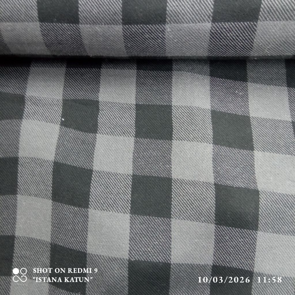 KAIN KATUN FLANEL KOTAK GREY HITAM