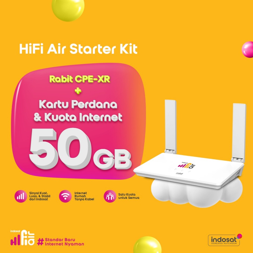 Indosat HiFi Air Rabit CPE-XR WiFi Modem 4G LTE 50Gb