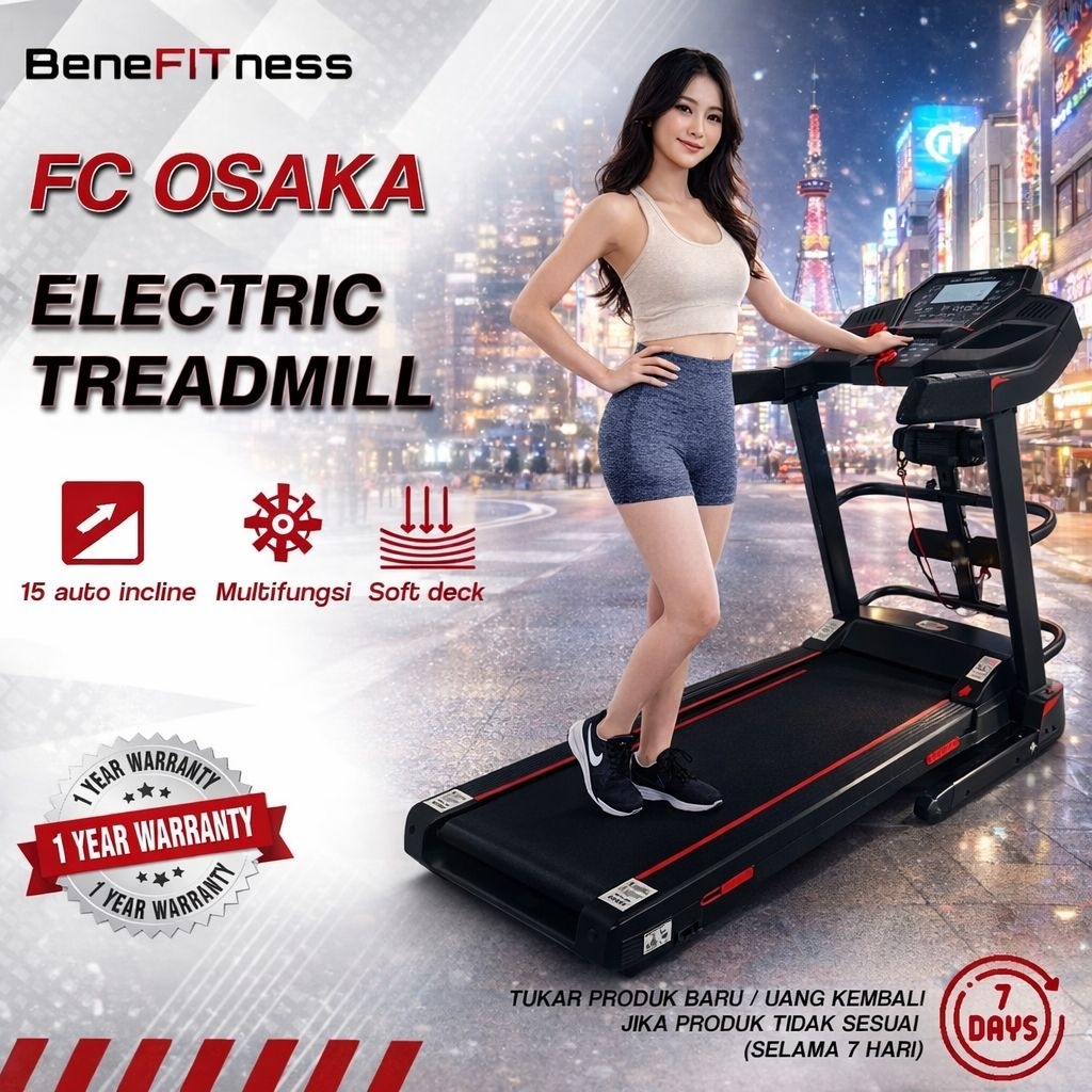 Treadmill Elektrik Lipat FC Osaka, Hibiki, Seoul, Jeju - Alat Fitness Treadmill Portable, Low Watt, 