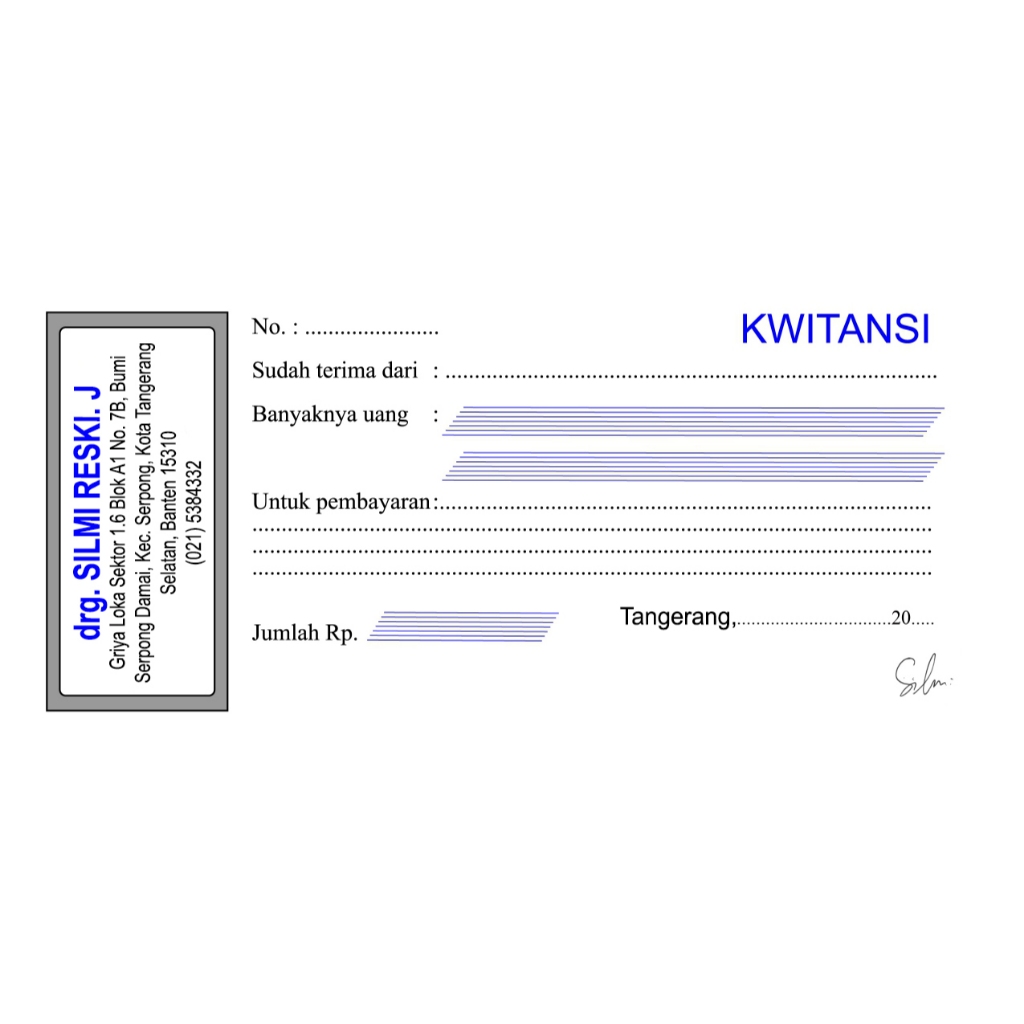 CETAK KWITANSI NOTA KLINIK DOKTER GIGI KERTAS