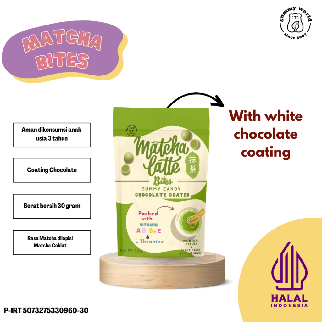 Bites Gummy Matcha Latte  (Chocolate Coated Gummy)