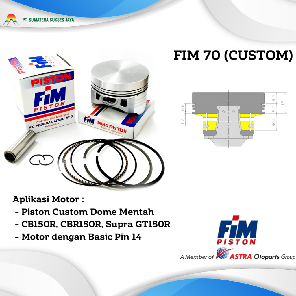 PISTON FIM 70 Custome Dome Mentah PAKET PISTON SET PISTON MOTOR