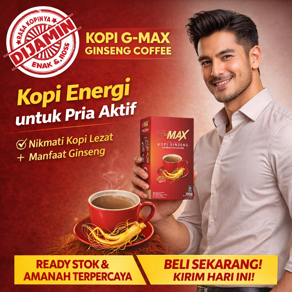 Kopi G-Max Ginseng Original BPOM | Kopi Ginseng Nikmat Aromatik | Minuman Kopi Pria Praktis Diseduh