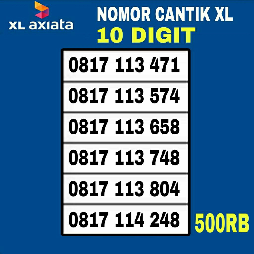 Kartu Perdana Internet XL AXIATA Nomor Cantik 10Digit Super