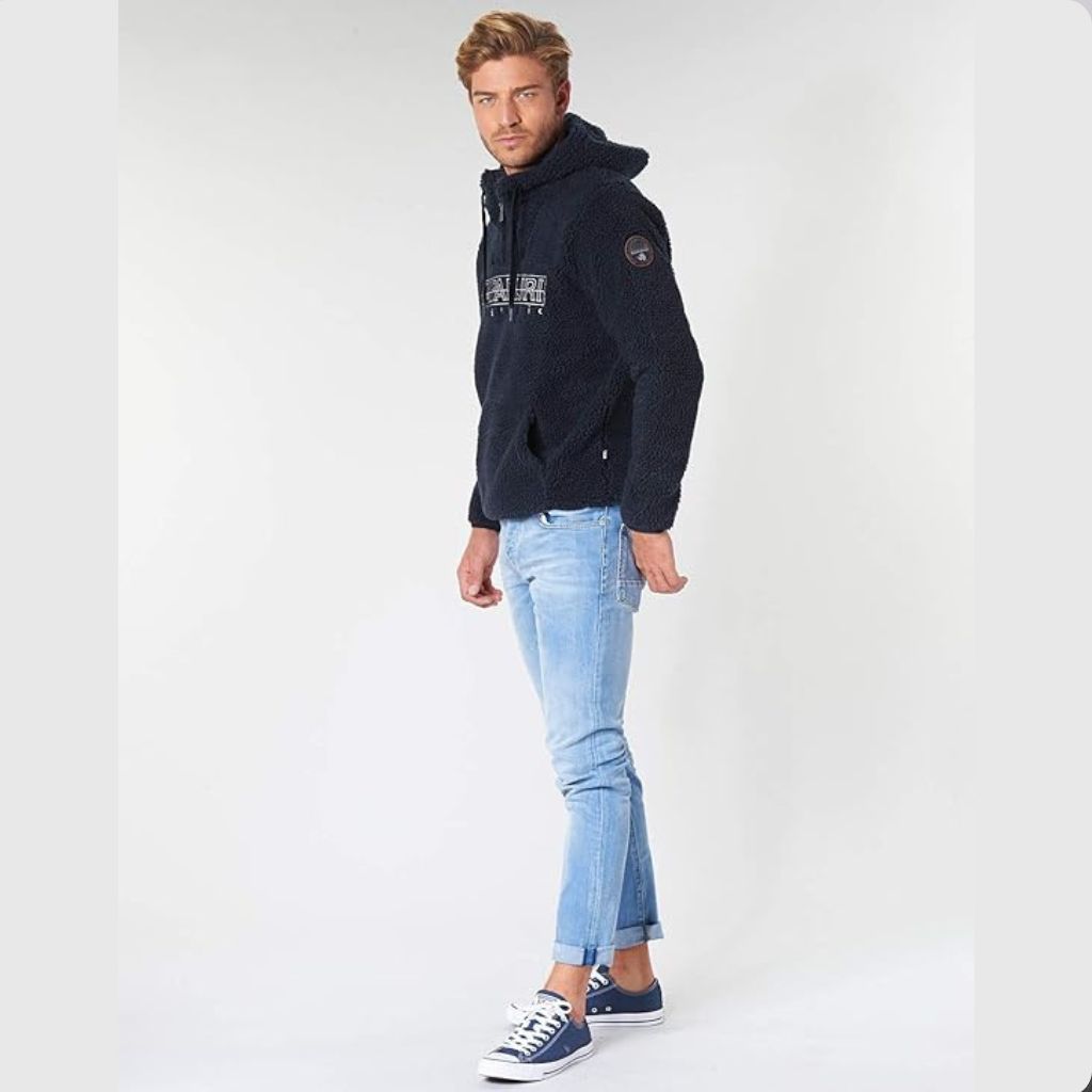 Napapijri Teide 2 Popover Hooded Fleece Musim Dingin Lembut dan Hangat