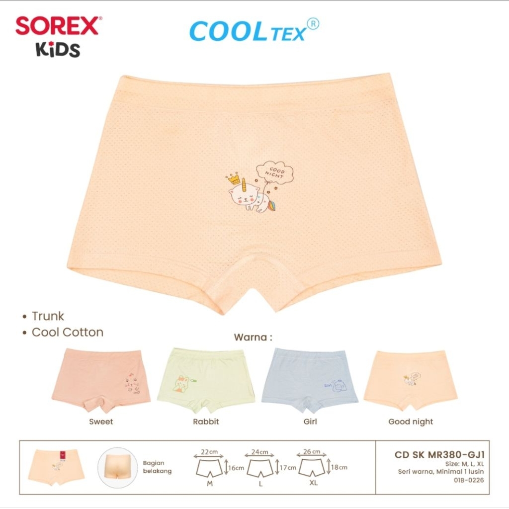 Celana Dalam Boxer anak cewek Sorex kids MR 380 cool tex
