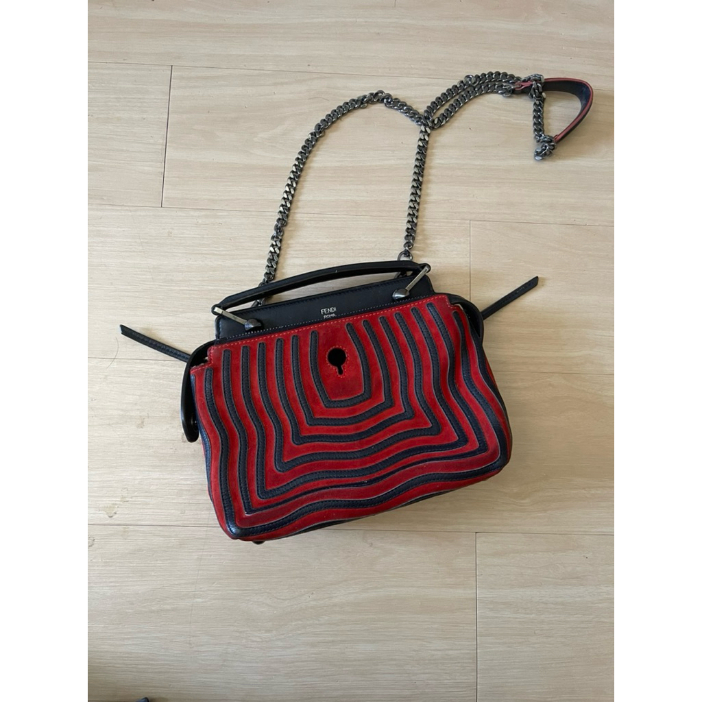 Preloved Fendi DOT com navy Leather Bag Suede