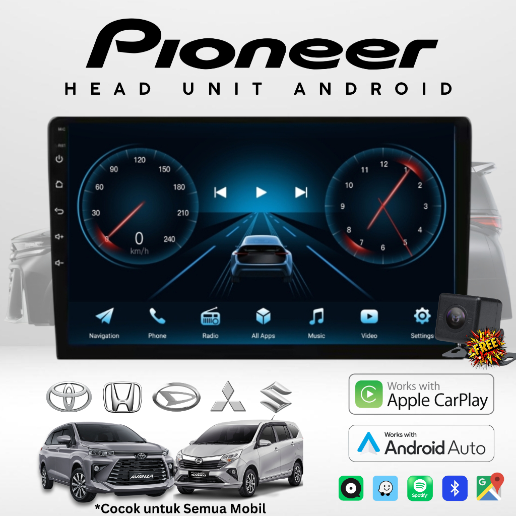 PIONEER HEAD UNIT ANDROID 6GB+64GB Pemutar Mobil Android + Bonus Kamera Mundur