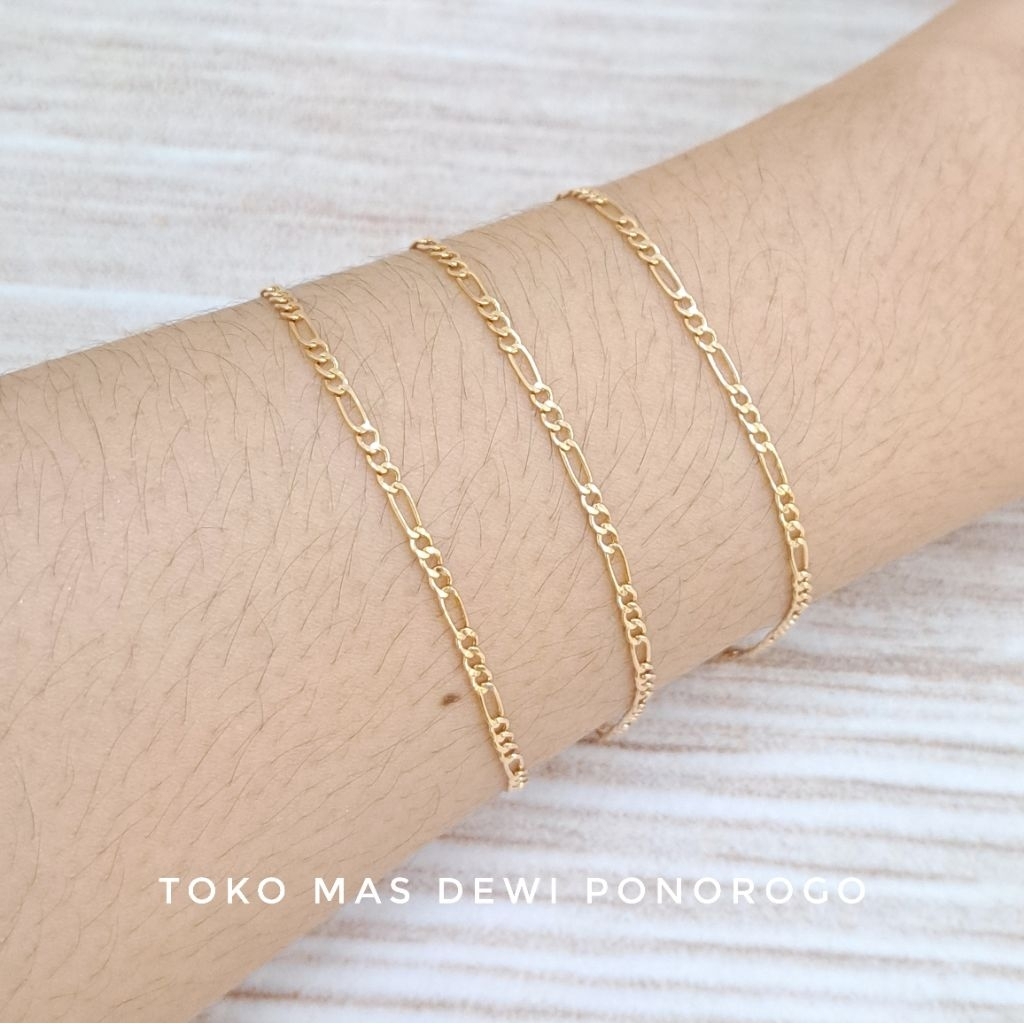 TOKO DEWI GELANG RANTAI GEPENG Emas Asli Kadar 8K/375% Yellow Gold