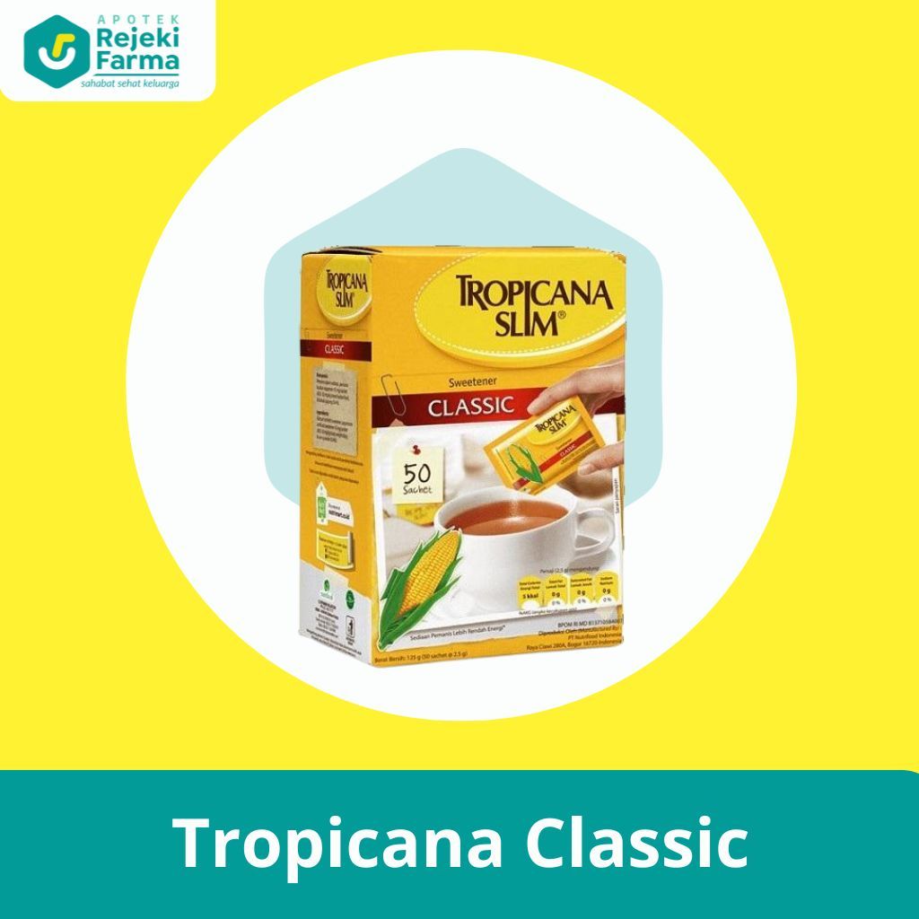 Pemanis Rendah Kalori Tropicana Slim Classic 50 Sachet - Bebas Gula, Rendah Kalori, Aman untuk Diet