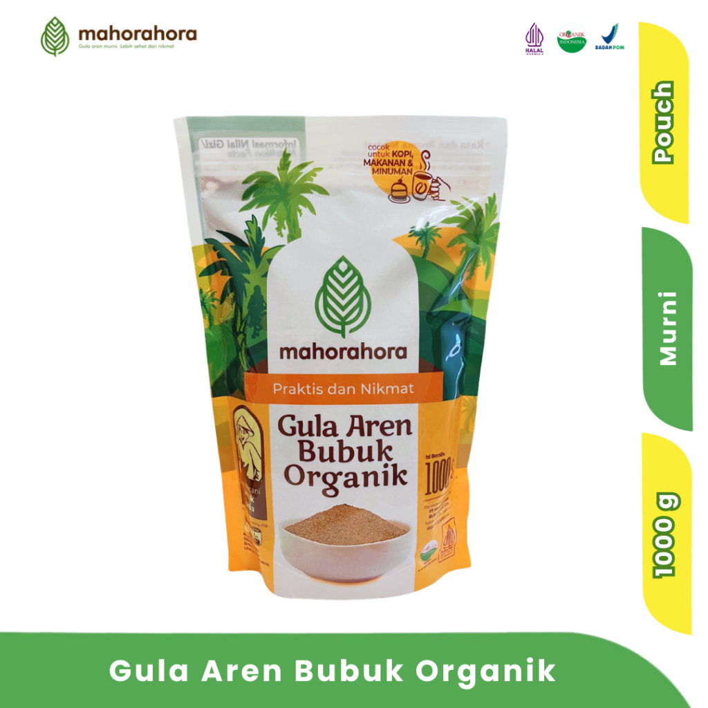Mahorahora Gula Aren Murni Bubuk 1 Kg (Palm Sugar/ Gula Semut) Organik, Premium, Low GI, Halal, Sert