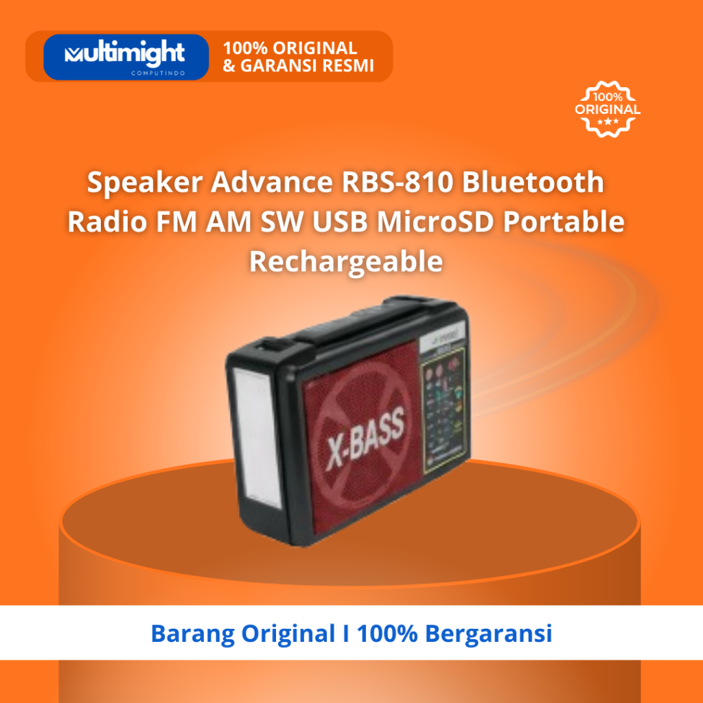 Speaker Advance RBS-810 Bluetooth Radio FM AM SW USB MicroSD Portable Rechargeable
