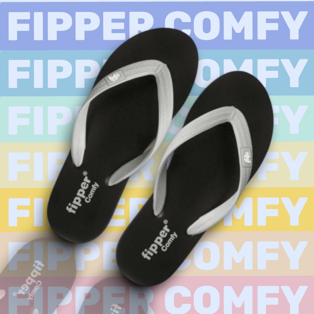 FIPPER COMFY BLACK / GREEN SCHIST - sandal japit pria
