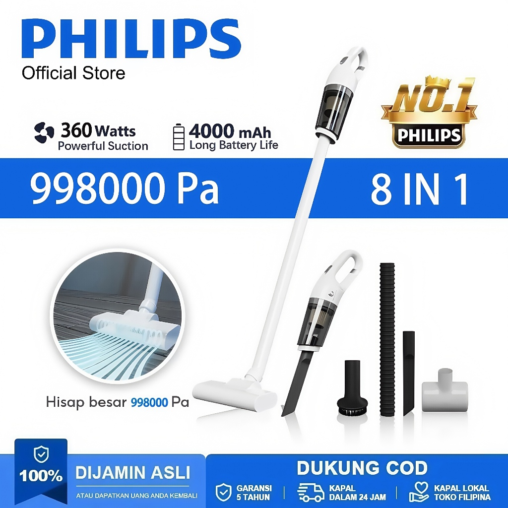 Philips vacuum cleaner penyedot debu 8 in 1 Vacum Cleaner Portable Penghapusan tungau