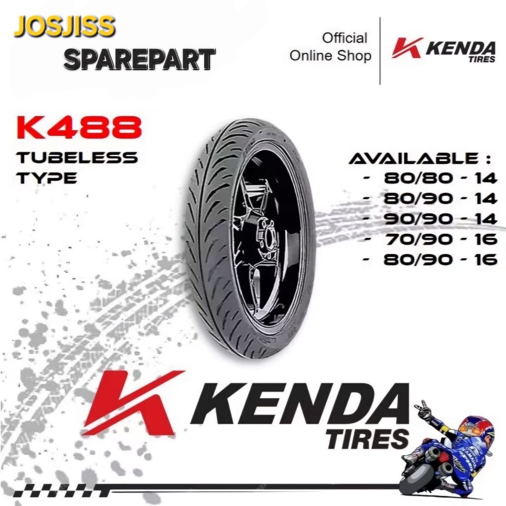 BAN KENDA TUBBELES (K488) 70/90 80/90 90/90 RING 14 DAN RING 16 Beat Vario Mio Nouvo Skywave hayate 