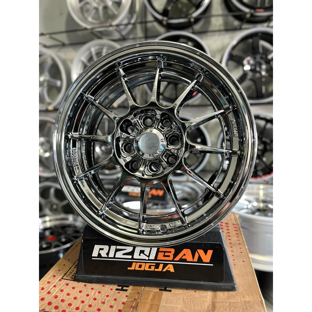 velg enkei spider r15 black chrome lebar 6,5 et42 kondisi baru