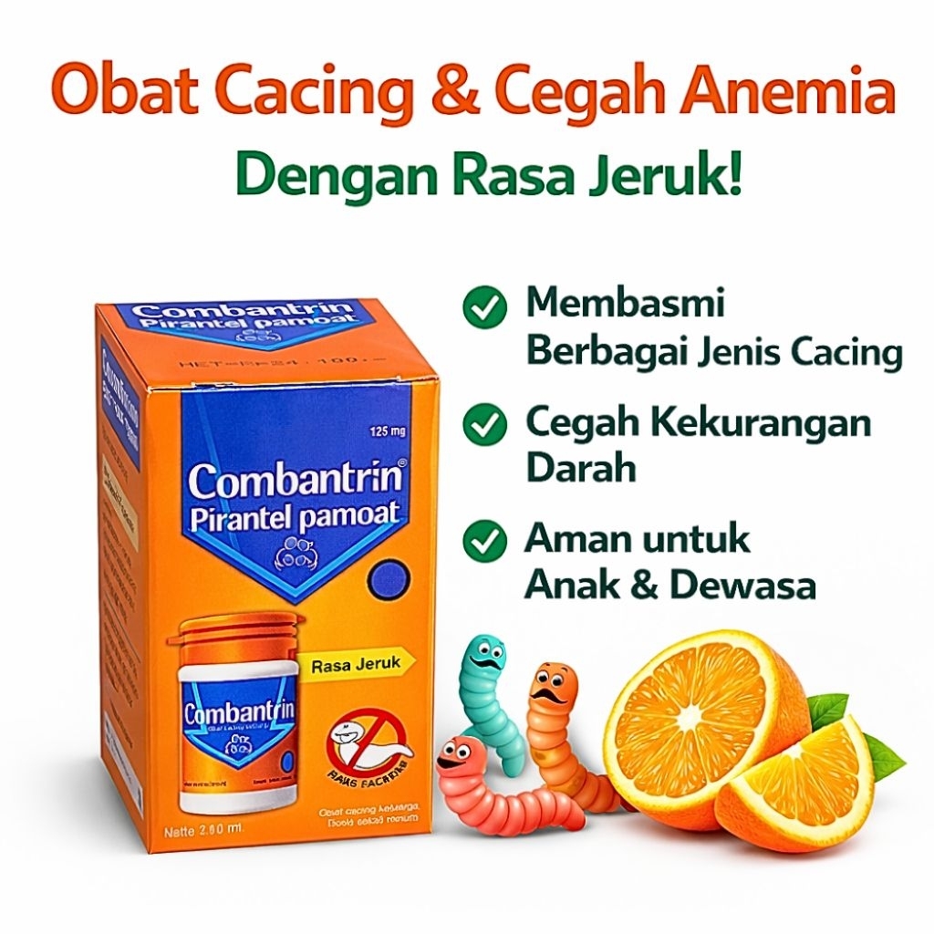 Combantrin Sirup 10 ml - Efektif Melumpuhkan Cacing, Aman untuk Anak dan Dewasa