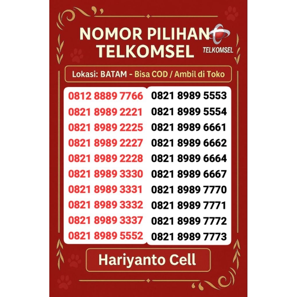 NOMOR CANTIK TELKOMSEL 8989