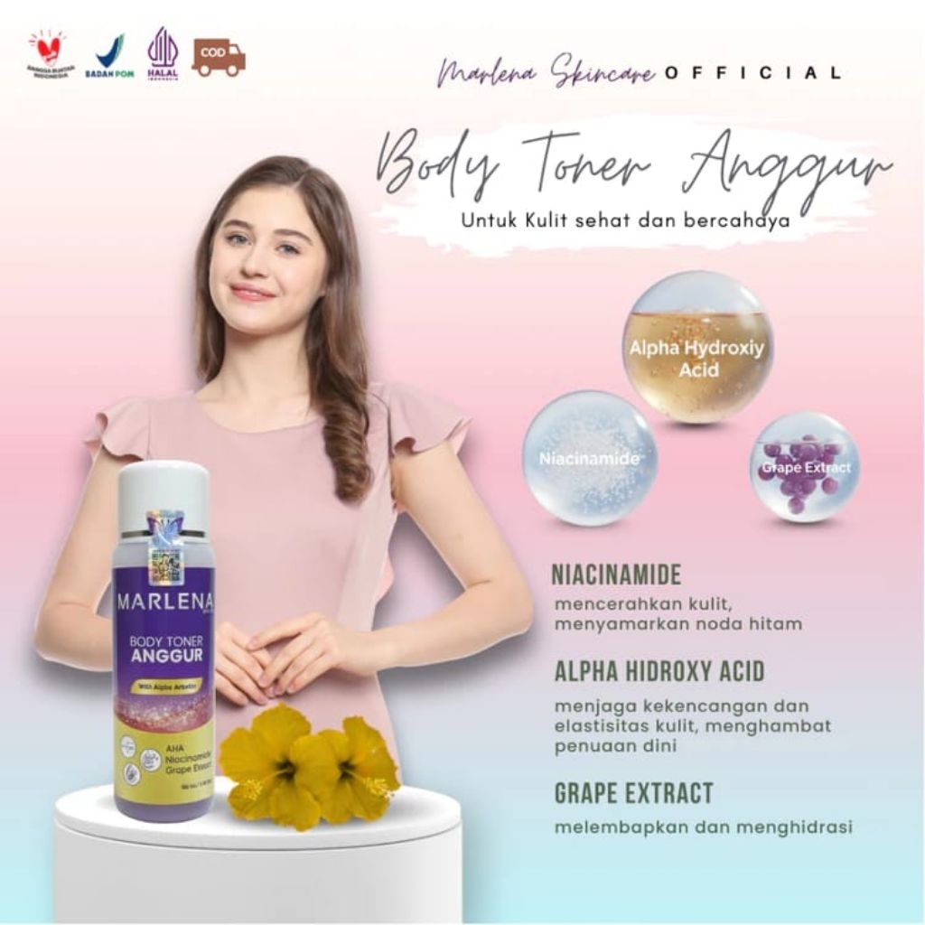 1 PCS BODY TONER ANGGUR ARBUTIN BPOM /Toner untuk kulit badak