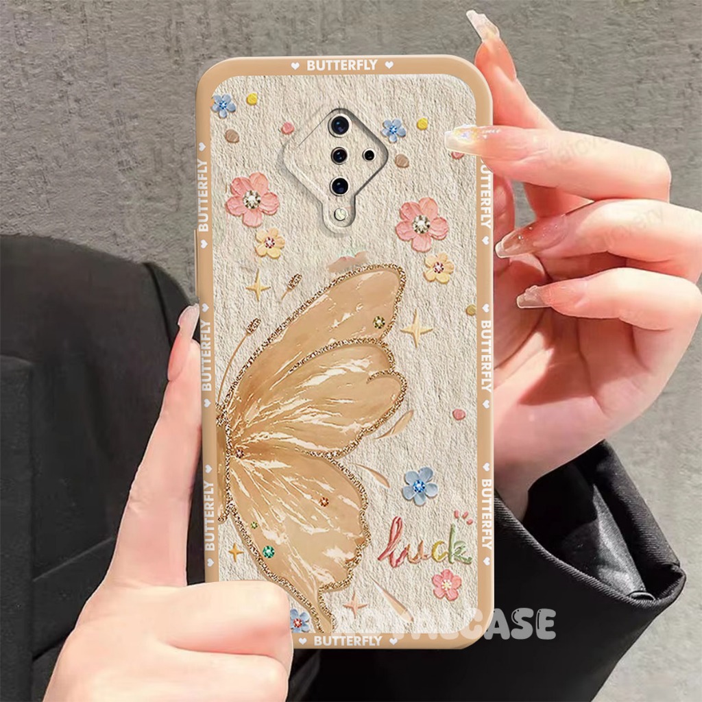 Softcase Vivo S1 Pro - Procamera - Motif Kupu Kupu Bingkai - Case Viral - Aesthetic