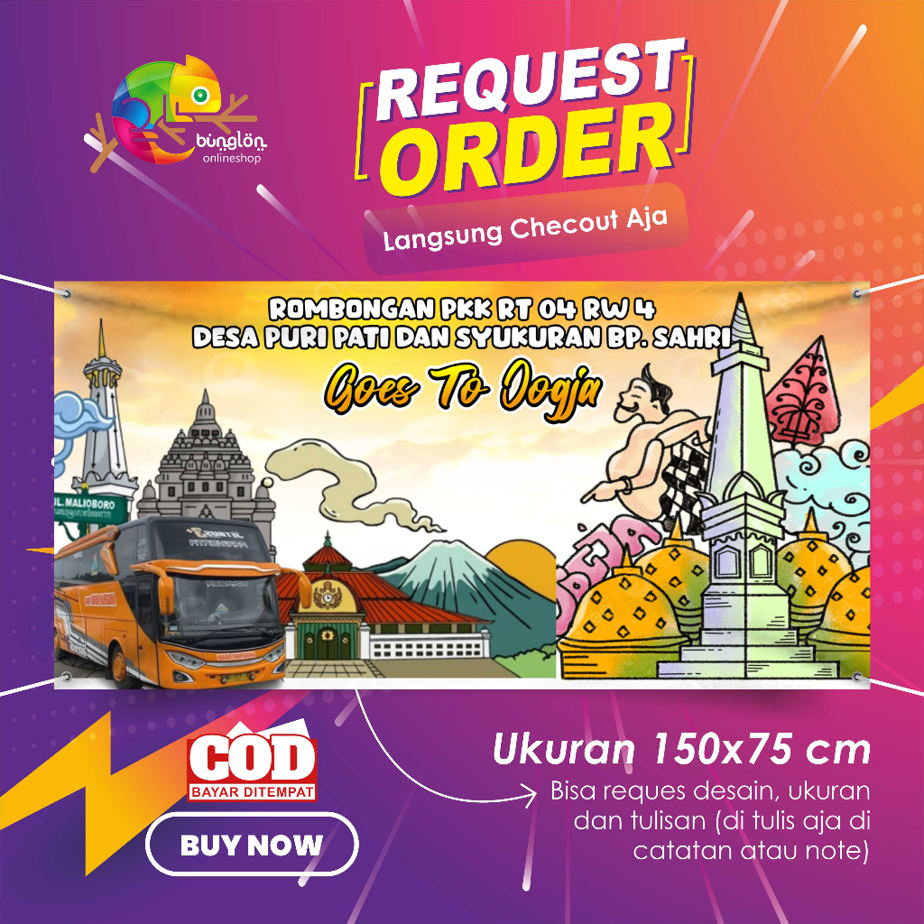cetak spanduk banner 150x75 family gathering custom desain