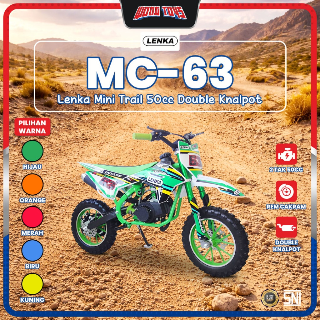 MC-63 Lenka Mini Trail 50cc Double Knalpot - Mainan Motor Mini Trail Anak