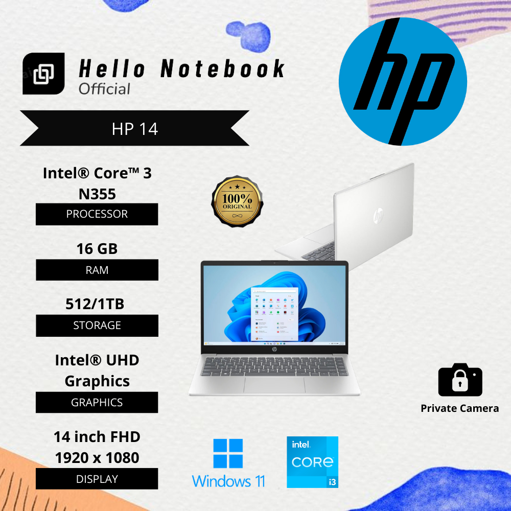 Laptop Hp Intel Core 3 N355 | Intel Core i3 1315u (Gen13) SSD