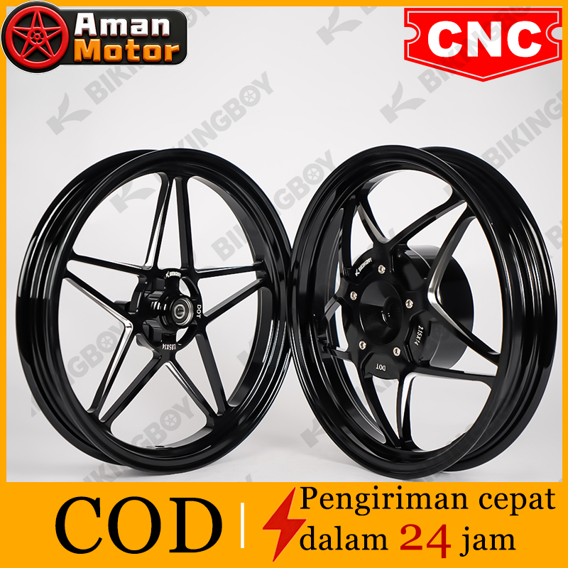 Velg Ring 14 Inch BIKINGBOY CNC Alloy PNP Hitam Merah Perak Untuk Semua Beat/Scoopy/Genio/Spacy/Vari