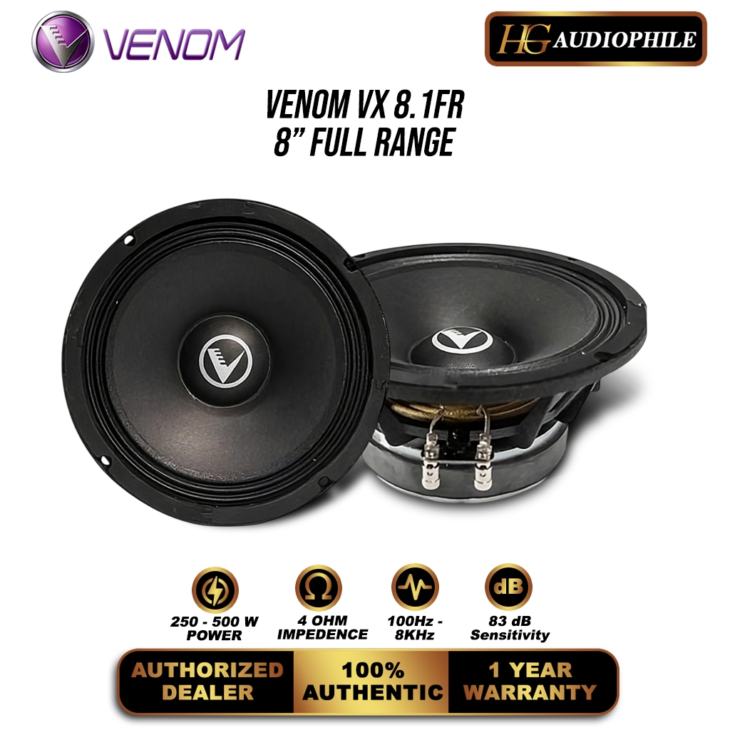 Venom VX 8.1FR Speaker Fullrange 8 Inch Driver 4 ohm 500W Premium Audio Car Quality