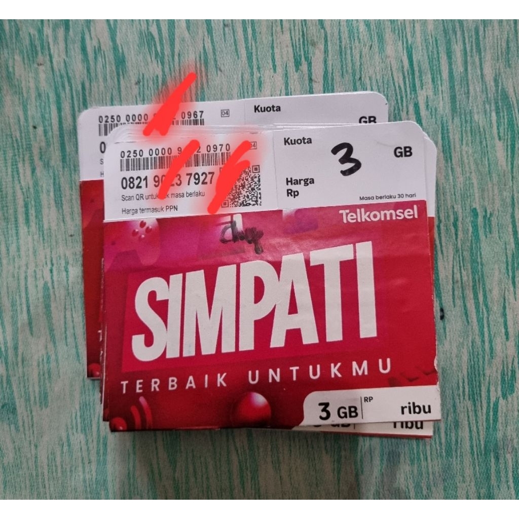 Kartu perdana Telkomsel 3gb 30 hari, segel, belum registrasi