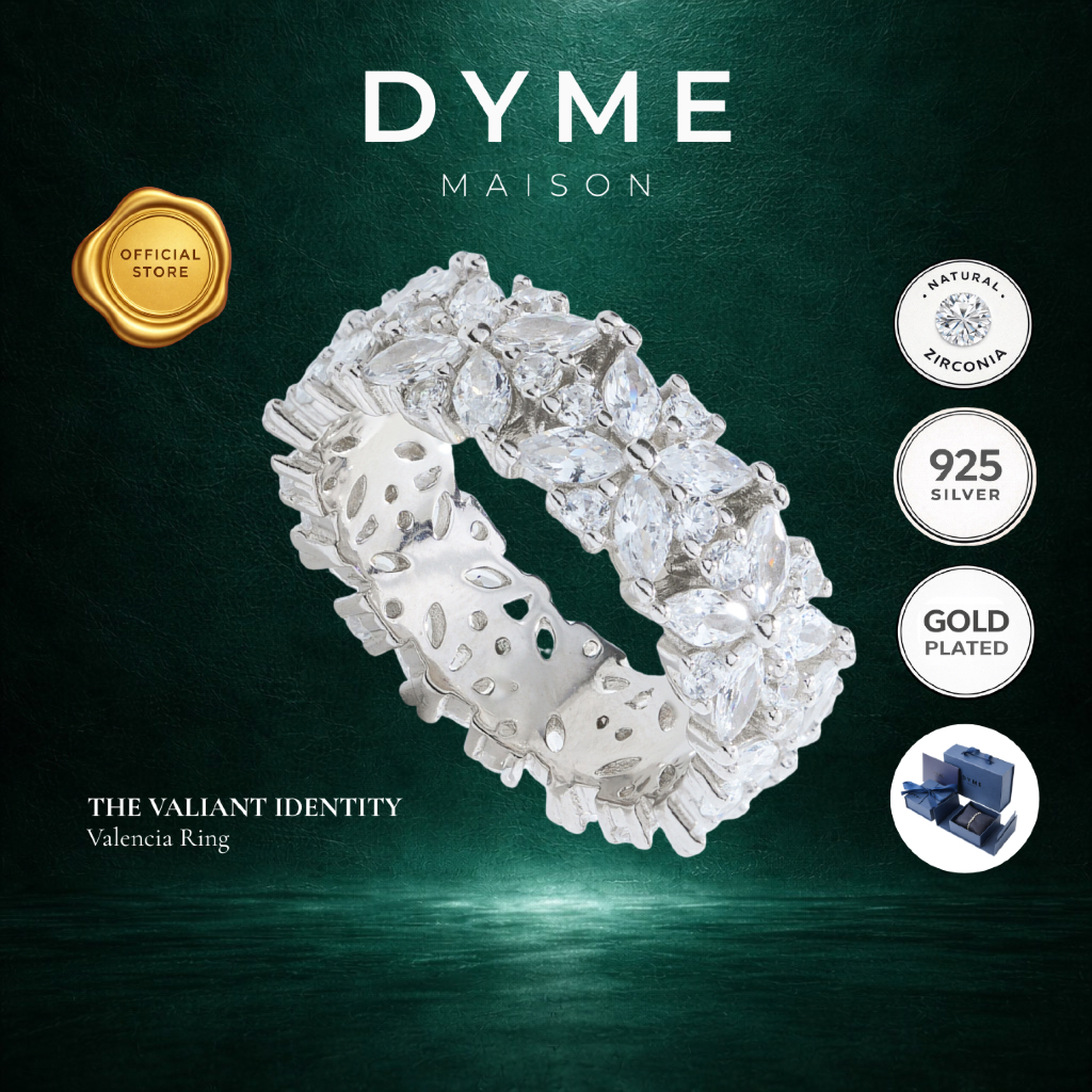 DYME - Valencia Gold Ring - 18K Gold Vermeil White Zirconia Stone Jewelry | Aksesoris Perhiasan Cinc