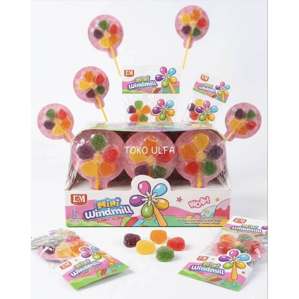 Mini Windmill/ Permen Kipas / Gummy Lolipop / Permen Lunak Lolipop Aneka Rasa isi 30pcs