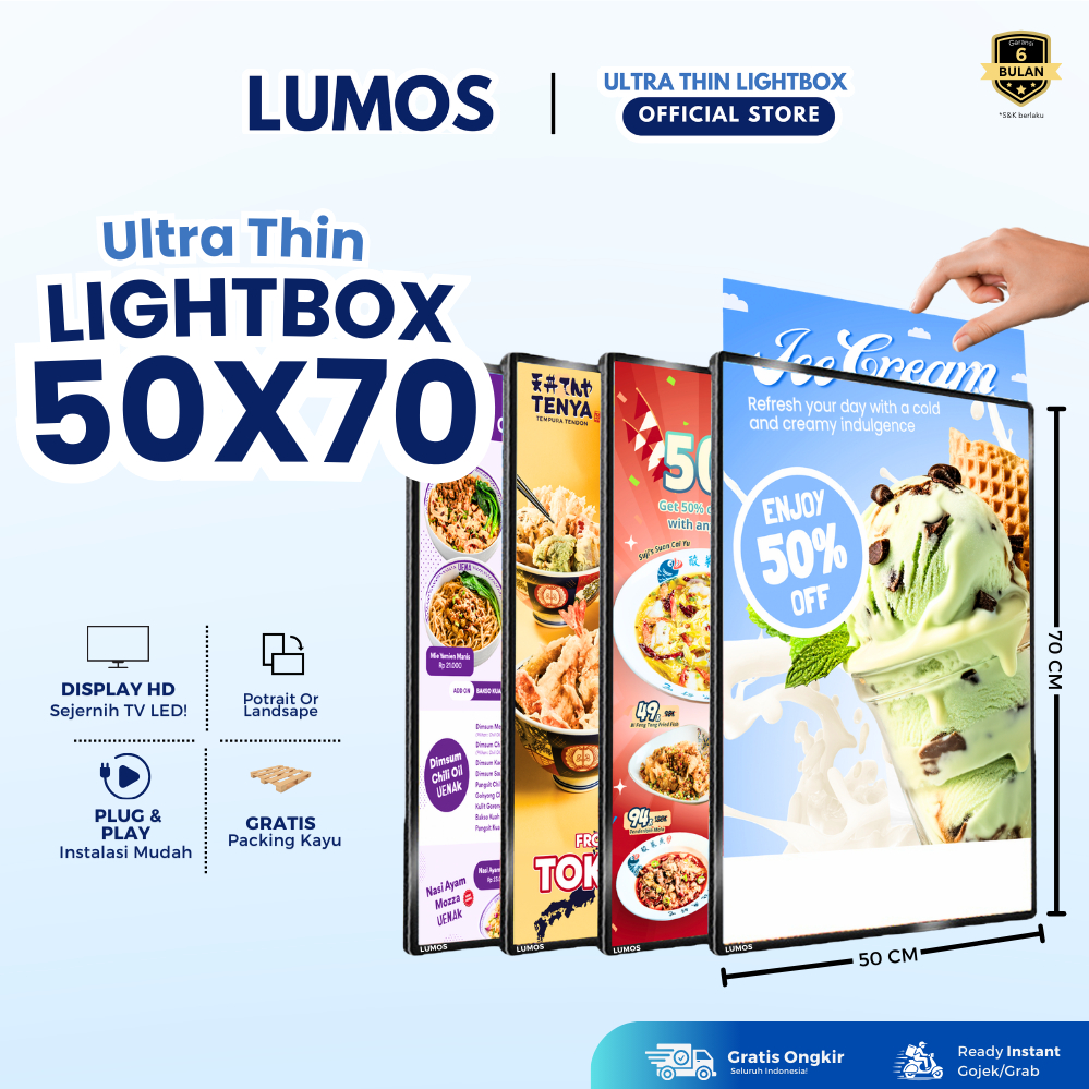 Ultra Thin Light Box 50X70 CM - Lumos 1.0 | LED Frame LIGHTBOX Portable Slim LED Menu lightbox