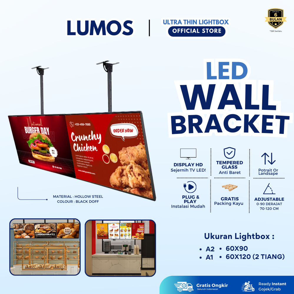 Wall Bracket Standing Poster Ultra Thin Light Box LED Lightbox A2 Slim LIGHTBOX MENU A2 A1 LAMPU