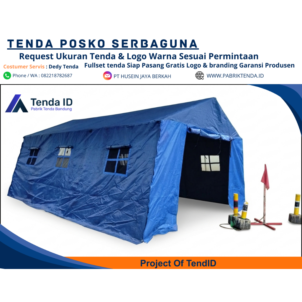 Tenda Posko & Tenda Sosial PMI – Tenda Serbaguna Darurat Uk, 4x6 / 6x12 Kapasitas 15-30 Orang