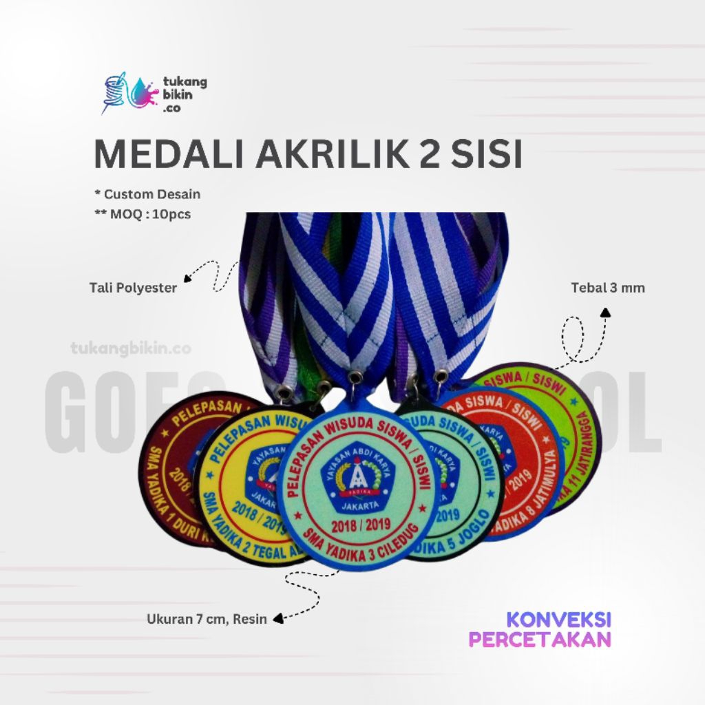 TBCO - Medali Akrilik Resin 1 Sisi dan 2 Sisi Custom