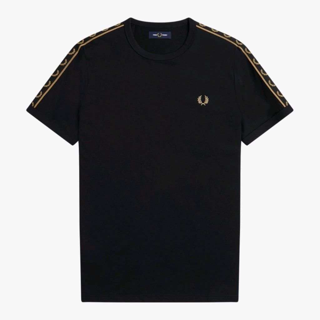 Fred Perry Contrast Tape Ringer T-Shirt Black / Warm Stone Original