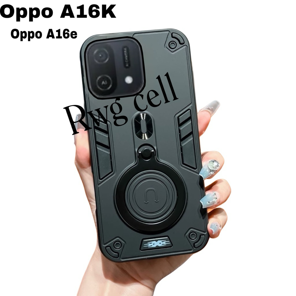 Casing Hp Untuk OPPO A16K Oppo A16E Hard Case Ring Armor Robot Case Kickstand Hybrid Ring Holder cas