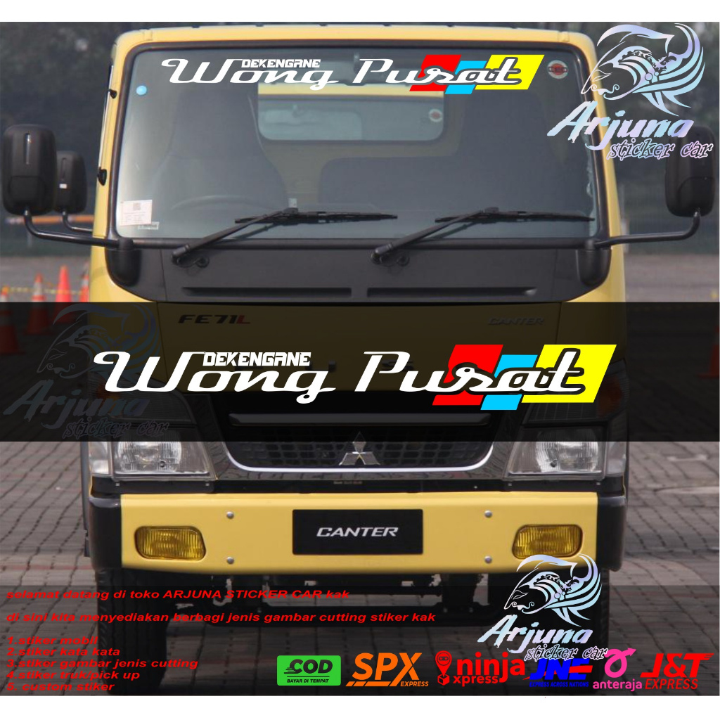 Stiker Kaca Depan Truck, Pick-up, Tulisan DEKENGAN PUSAT New Design - Sticker Cutting