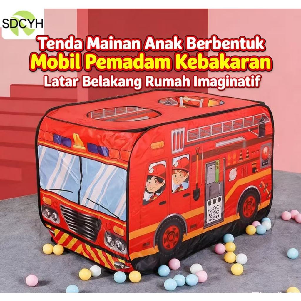 SDCYH enda Bermain Anak-anak Tenda Lipat Truk Pemadam Kebakaran Mobil Polisi Rumah Permainan Tenda M