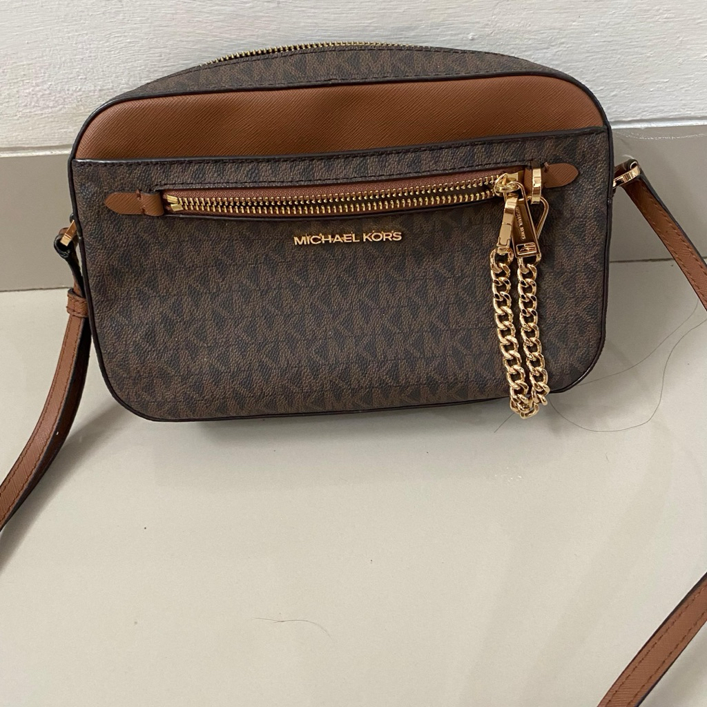 Michael Kors Jet Set Crossbody MK Monogram Brown Authentic Preloved Sling Bag